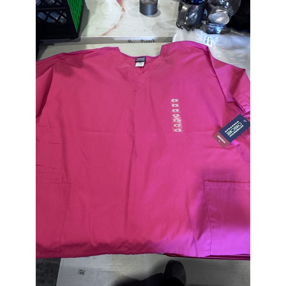 Cherokee Workwear Originals Scrub Top Pink V-Neck 3XL NWT 4700